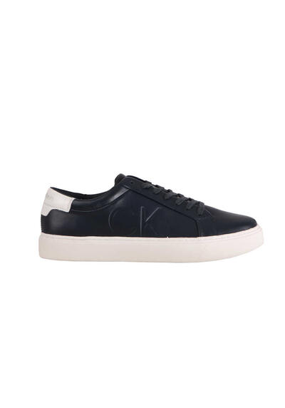 CALVIN KLEIN Sneaker Schnrer Logo-Print Leder nachtblau