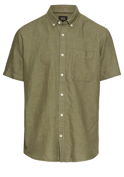 Produktbild für 'CAMEL ACTIVE Hemd Halbarm Button Down Kragen Leinenmix oliv'