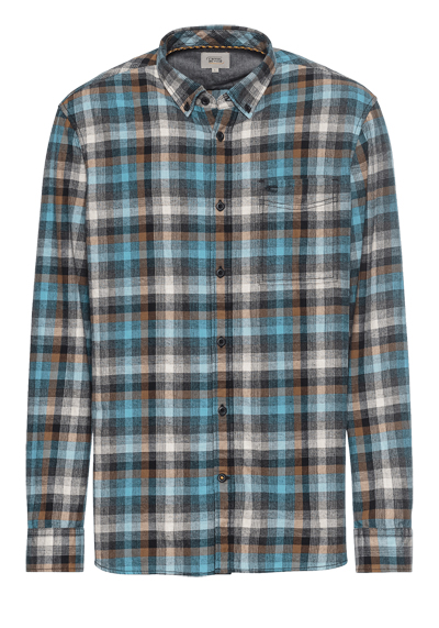 Produktbild für 'CAMEL ACTIVE Hemd Langarm Button Down Kragen Flanell Karo blau'
