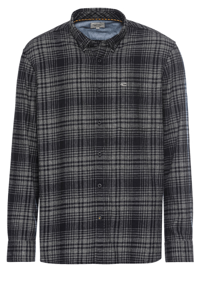 Produktbild für 'CAMEL ACTIVE Hemd Langarm Button Down Kragen Flanell Karo schwarz'