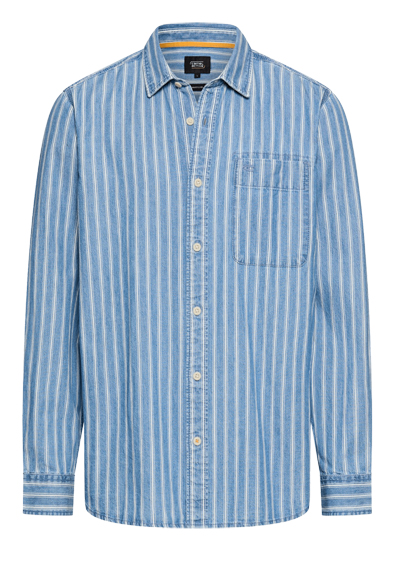 Produktbild f&uuml;r 'CAMEL ACTIVE Hemd Langarm New Kent Kragen Indigo Dye Streifen blau'