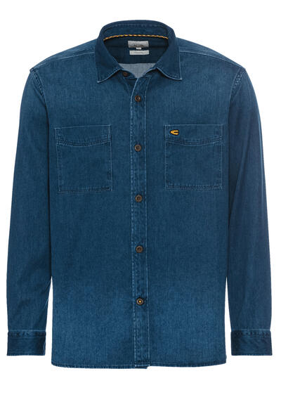 Produktbild für 'CAMEL ACTIVE Jeanshemd Langarm New Kent Kragen Baumwolle blau'
