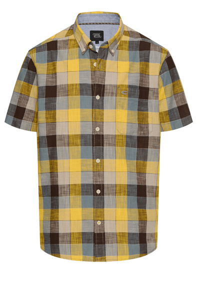 Produktbild f&uuml;r 'CAMEL ACTIVE Performance Hemd Halbarm Button Down Kragen Karo gelb'