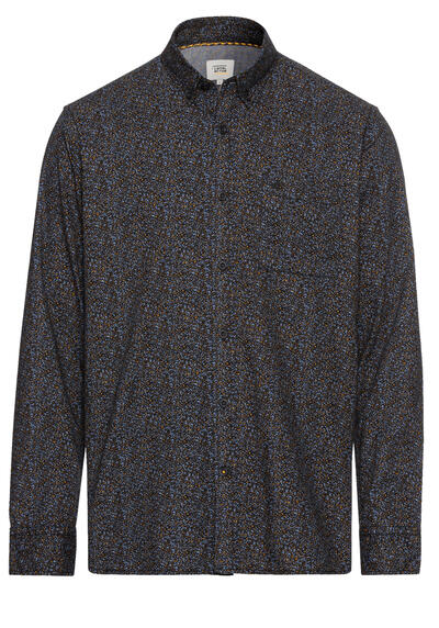 CAMEL ACTIVE Regular Fit Hemd Langarm Button Down Kragen Muster anthrazit preisreduziert