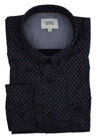 Produktbild für 'CAMEL ACTIVE Regular Fit Hemd Langarm Button Down Kragen Muster dunkelblau'