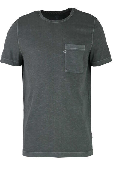 CAMEL ACTIVE T-Shirt Halbarm Rundhals Logo-Stick Brusttasche oliv