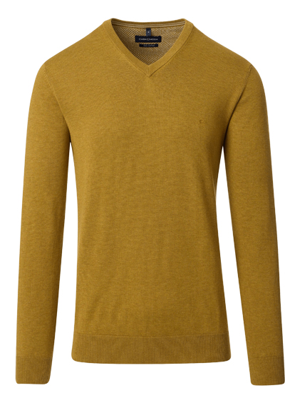 CASAMODA Pullover Langarm V-Ausschnitt Strick senfgelb