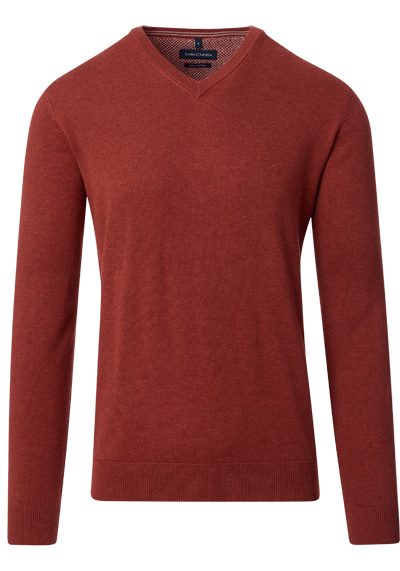 CASAMODA Pullover Langarm V-Ausschnitt Strick terracotta