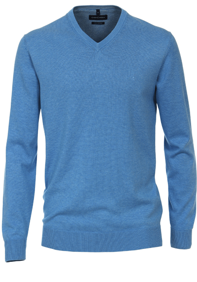 CASAMODA Pullover Langarm V-Ausschnitt Strick wasserblau