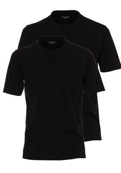 CASAMODA T-Shirt Rundhals reine Baumwolle Doppelpack schwarz