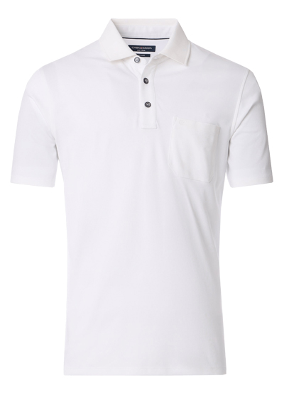 CASAMODA Poloshirt Halbarm Brusttasche geknpfter Kragen wei