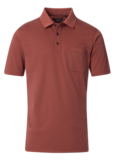 CASAMODA Poloshirt Halbarm Brusttasche geknpfter Kragen bronze