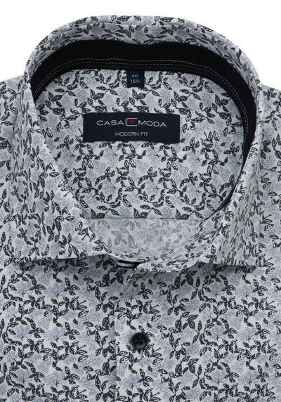 CASAMODA Modern Fit Hemd Langarm Haifischkragen Muster schwarz