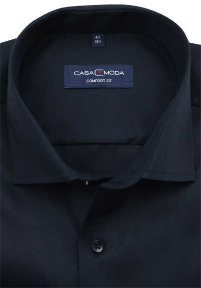 CASAMODA Comfort Fit Hemd super langer Arm Haifischkragen schwarz