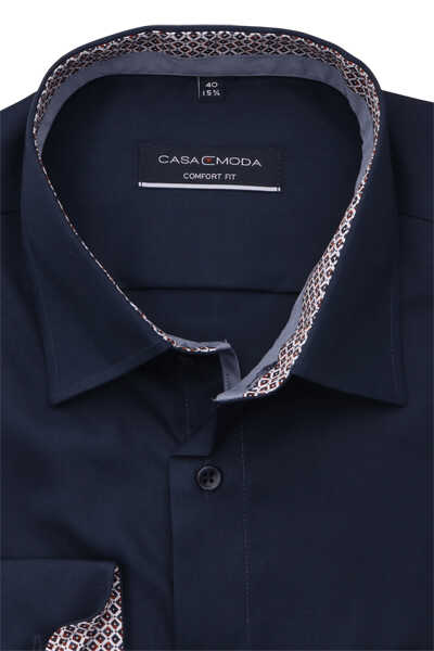 CASAMODA Comfort Fit Hemd super langer Arm Haifischkragen dunkelblau