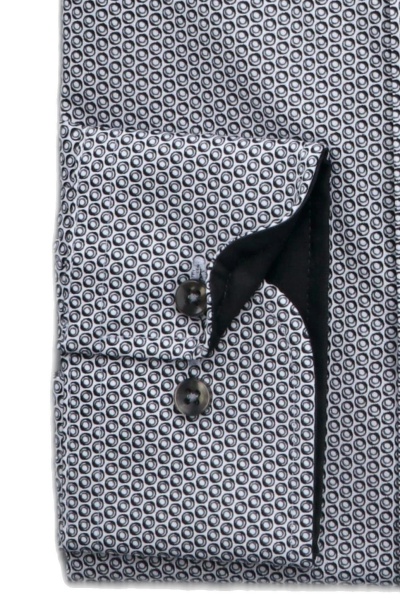 CASAMODA Modern Fit Hemd Langarm New Kent Kragen Muster schwarz