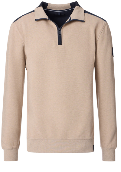 CASAMODA Sweat Troyer Langarm mit Reiverschluss Struktur beige