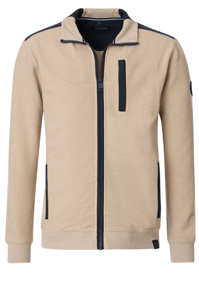 CASAMODA Sweatjacke Langarm mit Reiverschluss Struktur beige