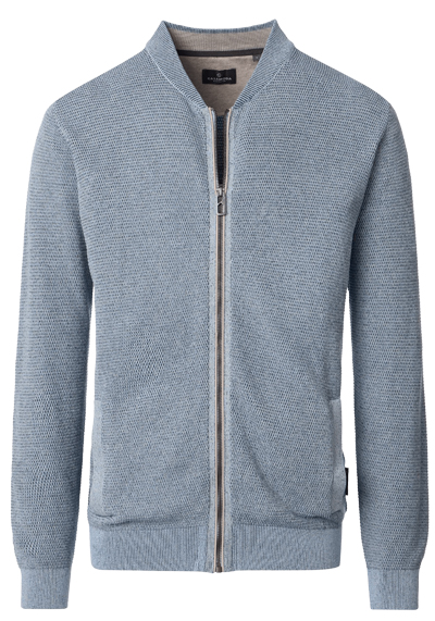 CASAMODA Strickjacke Langarm Rei�verschluss Struktur blau