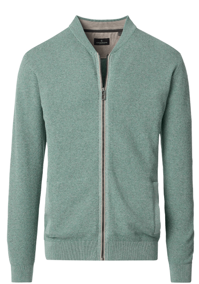 CASAMODA Strickjacke Langarm Rei�verschluss Struktur gr�n