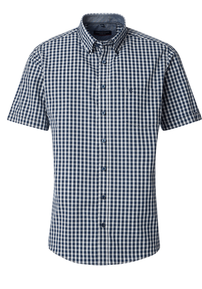CASAMODA Casual Fit Hemd Halbarm Button Down Kragen Karo dunkelblau
