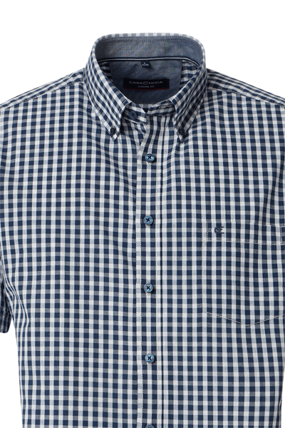 Produktbild fr 'CASAMODA Casual Fit Hemd Halbarm Button Down Kragen Karo dunkelblau'