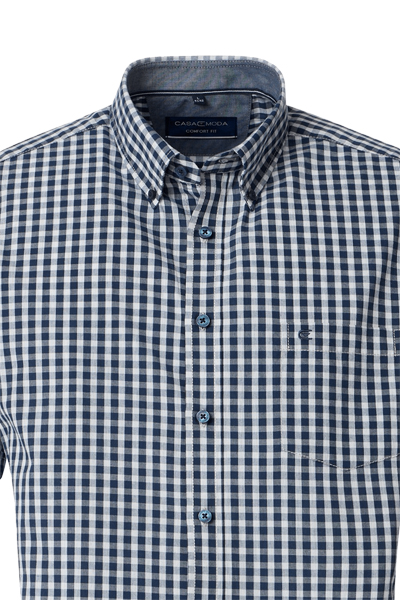 Produktbild fr 'CASAMODA Comfort Fit Hemd Halbarm Button Down Kragen Karo dunkelblau'