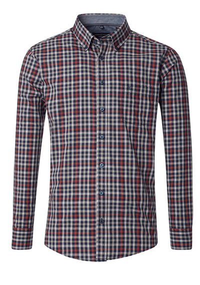CASAMODA Casual Fit Hemd Langarm Button Down Kragen Multikaro dunkelblau