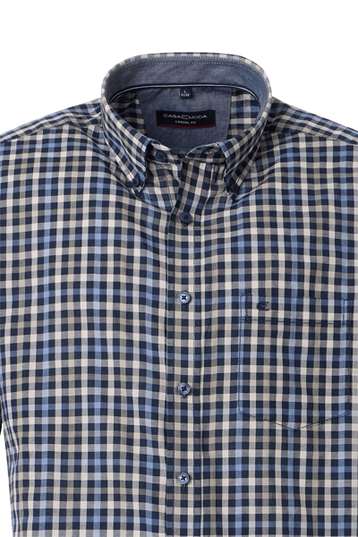 Produktbild fr 'CASAMODA Casual Fit Hemd Halbarm Button Down Kragen Multikaro grn'