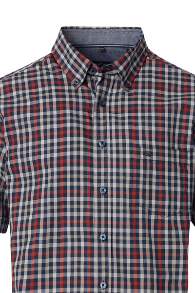 Produktbild fr 'CASAMODA Comfort Fit Hemd Halbarm Button Down Kragen Multikaro dunkelblau'