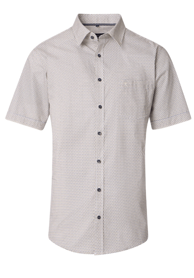 CASAMODA Casual Fit Hemd Halbarm New Kent Kragen Muster beige