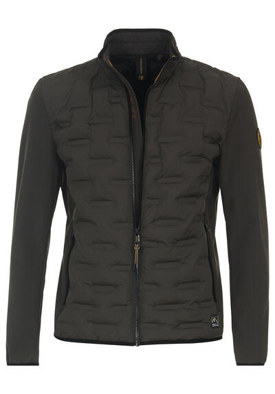 CASAMODA Materialmixjacke Langarm Stehkragen Reiverschluss oliv