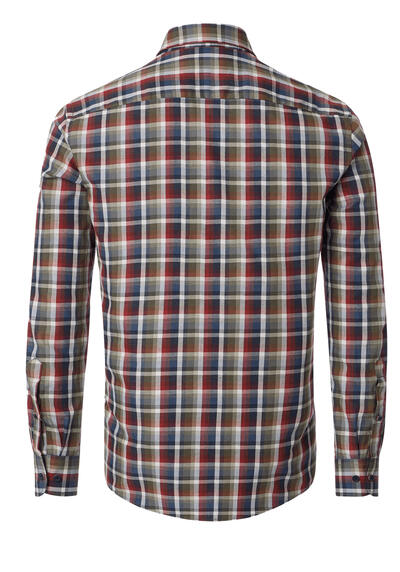 Produktbild fr 'CASAMODA Casual Fit Hemd Langarm Button Down Kragen Karo rot'