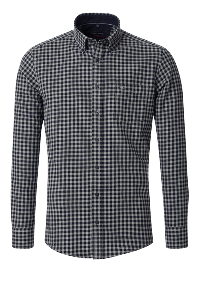 CASAMODA Casual Fit Hemd Langarm Button Down Kragen Flanell Karo dunkelblau