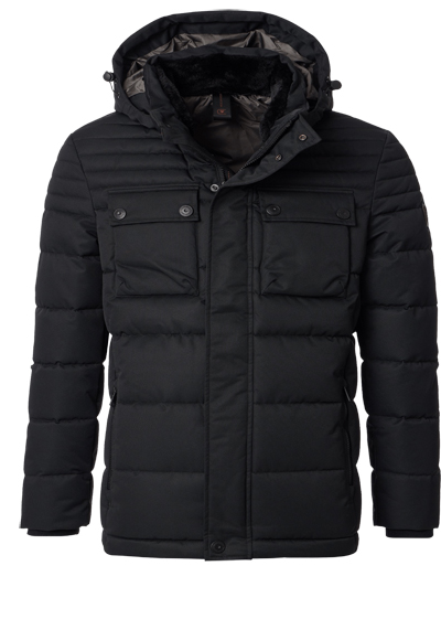 CASAMODA Winterjacke Langarm mit Kapuze Reiverschluss schwarz