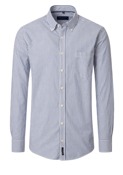 CASAMODA Comfort Fit Hemd Langarm Button Down Kragen Streifen blau preisreduziert