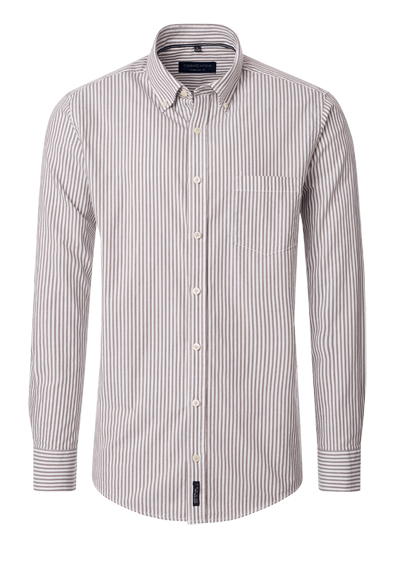 CASAMODA Comfort Fit Hemd Langarm Button Down Kragen Streifen braun preisreduziert