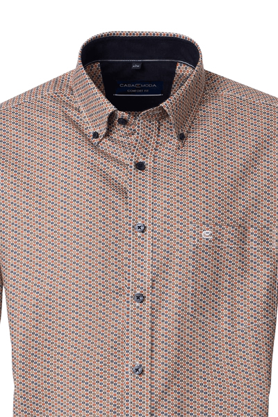 Produktbild f�r 'CASAMODA Comfort Fit Hemd Langarm Button Down Kragen Muster orange'