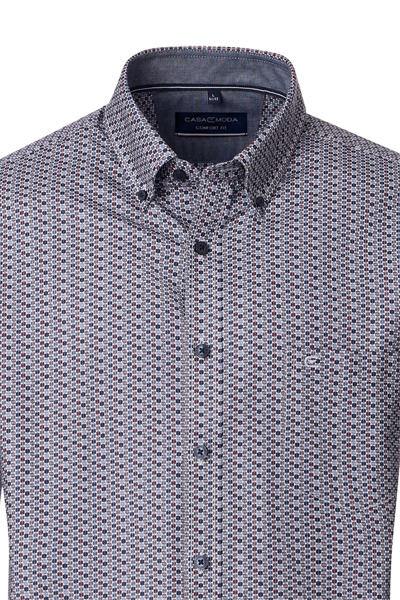 Produktbild f�r 'CASAMODA Comfort Fit Hemd Langarm Button Down Kragen Muster blau'