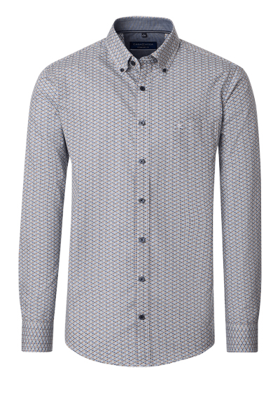 CASAMODA Comfort Fit Hemd Langarm Button Down Kragen Muster blau preisreduziert