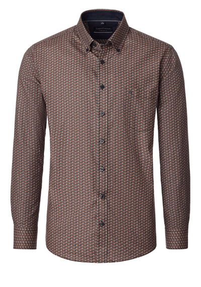 CASAMODA Comfort Fit Hemd Langarm Button Down Kragen Muster braun preisreduziert