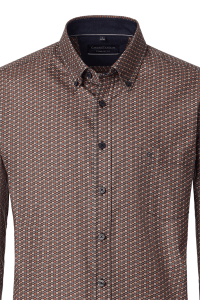 Produktbild f�r 'CASAMODA Comfort Fit Hemd Langarm Button Down Kragen Muster braun'