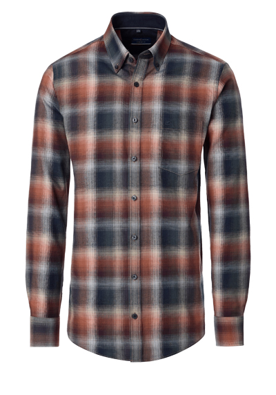 Produktbild f�r 'CASAMODA Comfort Fit Hemd Langarm Button Down Kragen Karo braun'
