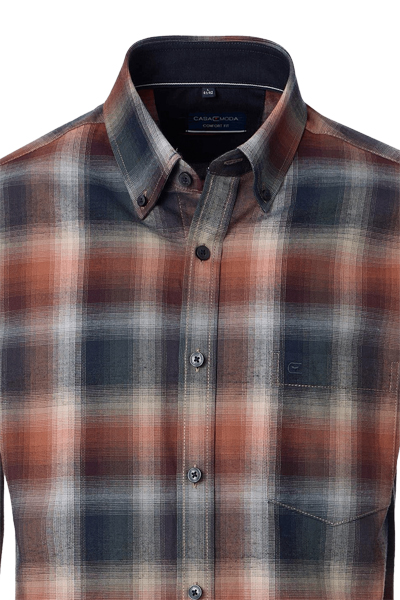Produktbild f�r 'CASAMODA Comfort Fit Hemd Langarm Button Down Kragen Karo braun'