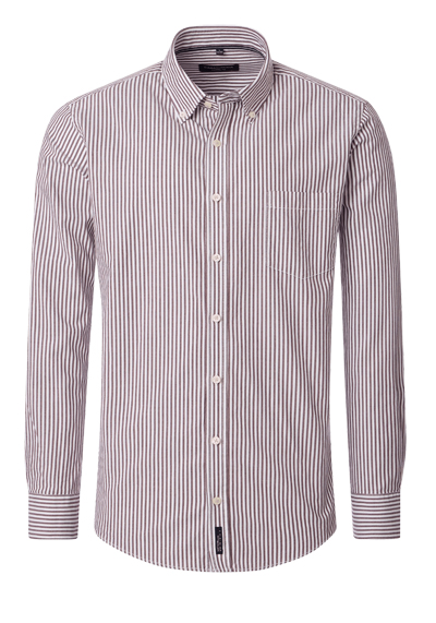 CASAMODA Casual Fit Hemd Langarm Button Down Kragen Streifen rot