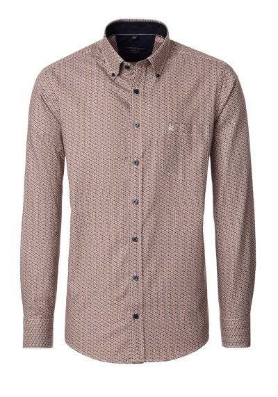 CASAMODA Casual Fit Hemd Langarm Button Down Kragen Streifen Muster orange