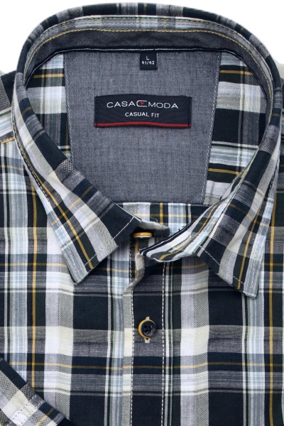 CASAMODA Casual Fit Hemd Halbarm New Kent Kragen Karo blau