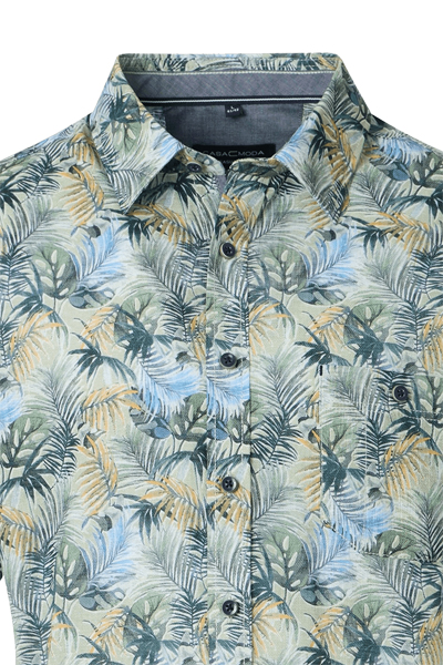 Produktbild f�r 'CASAMODA Casual Fit Hemd Halbarm New Kent Kragen Palmenmuster blau'