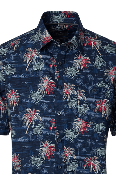 Produktbild f�r 'CASAMODA Casual Fit Hemd Halbarm New Kent Kragen Muster blau'