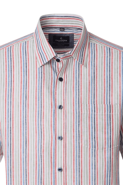 Produktbild f�r 'CASAMODA Casual Fit Hemd Halbarm New Kent Kragen Leinenmix Streifen blau'